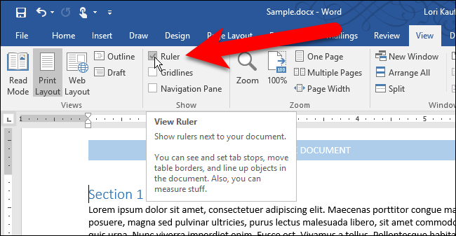 How To Insert Ruler In Word 2016